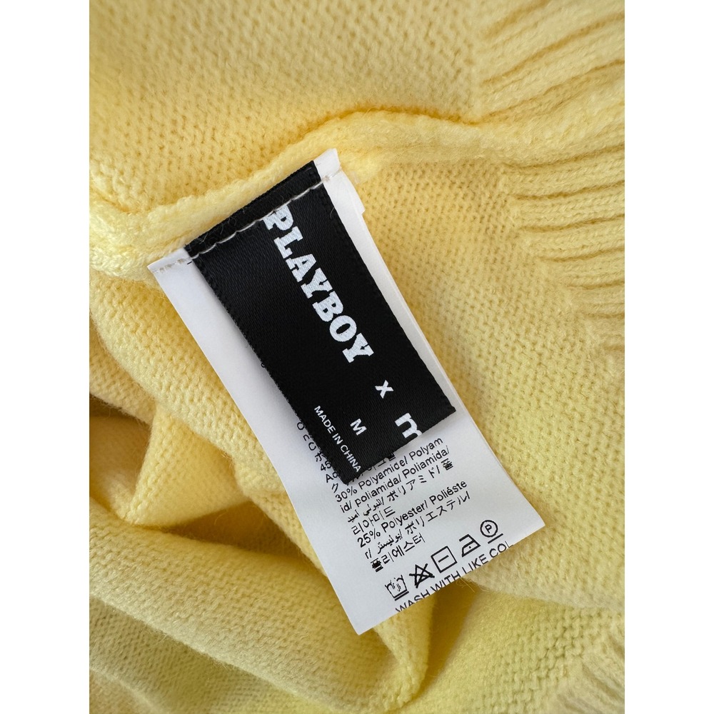 Missguided x Playboy Pastel Yellow Knit Sweater Vest Sleeveless Top Medium - Picture 6 of 8